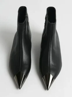 Bottines noires à bout pointu et plates pour femmes 2026