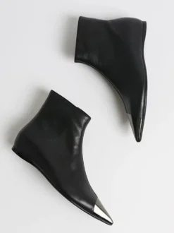 Bottines noires à bout pointu et plates pour femmes 2026