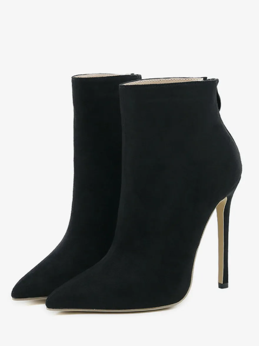 Bottines noires à bout pointu et talon aiguille pour femmes
