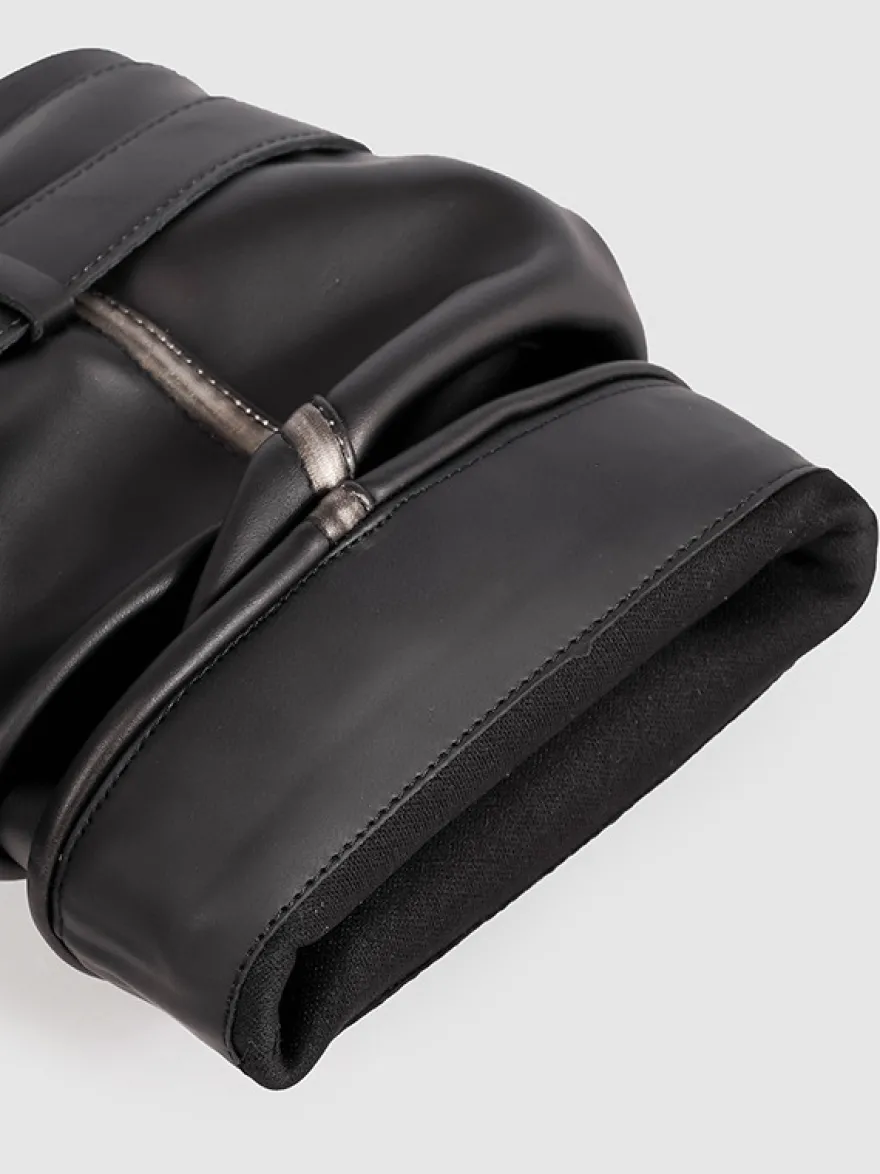 Bottines noires à bout rond et boucle pour femme