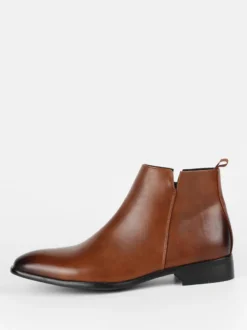 Bottines noires à bout rond pour homme plates et décontractées à enfiler