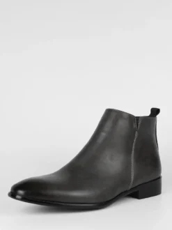 Bottines noires à bout rond pour homme plates et décontractées à enfiler