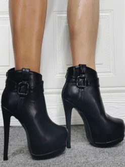 Bottines noires chaussures femme bottines à talons hauts