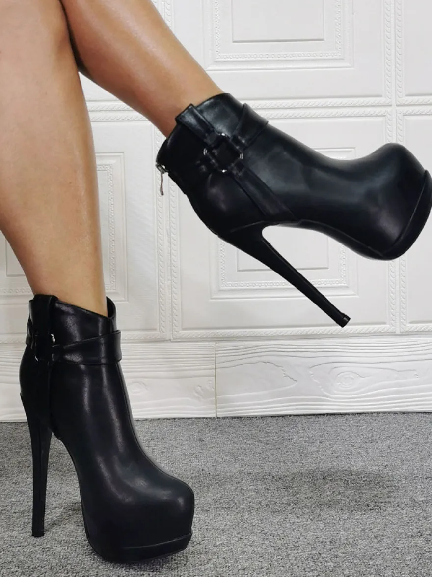 Bottines noires chaussures femme bottines à talons hauts