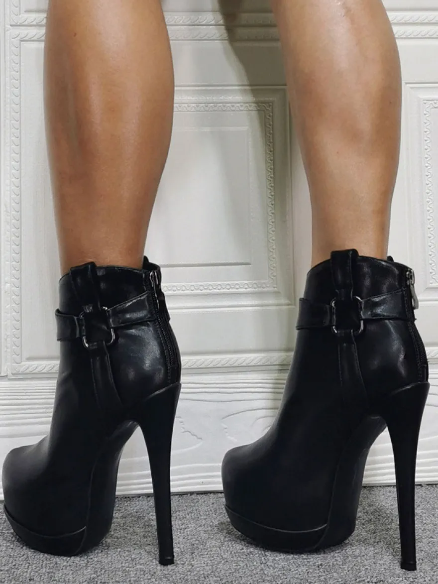Bottines noires chaussures femme bottines à talons hauts