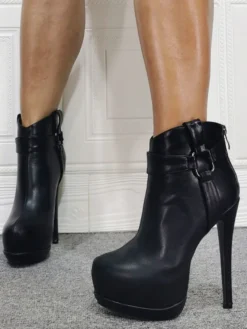 Bottines noires chaussures femme bottines à talons hauts