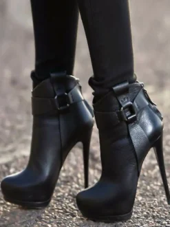 Bottines noires chaussures femme bottines à talons hauts