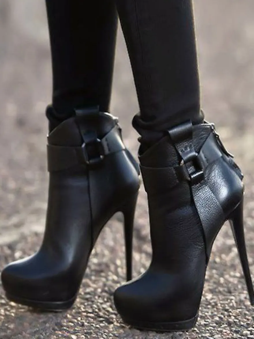 Bottines noires chaussures femme bottines à talons hauts