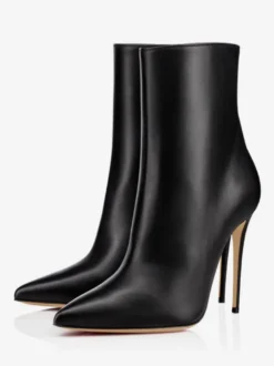 Bottines Noires Chaussures À Talons Aiguilles À Bout Pointu Pour Femmes
