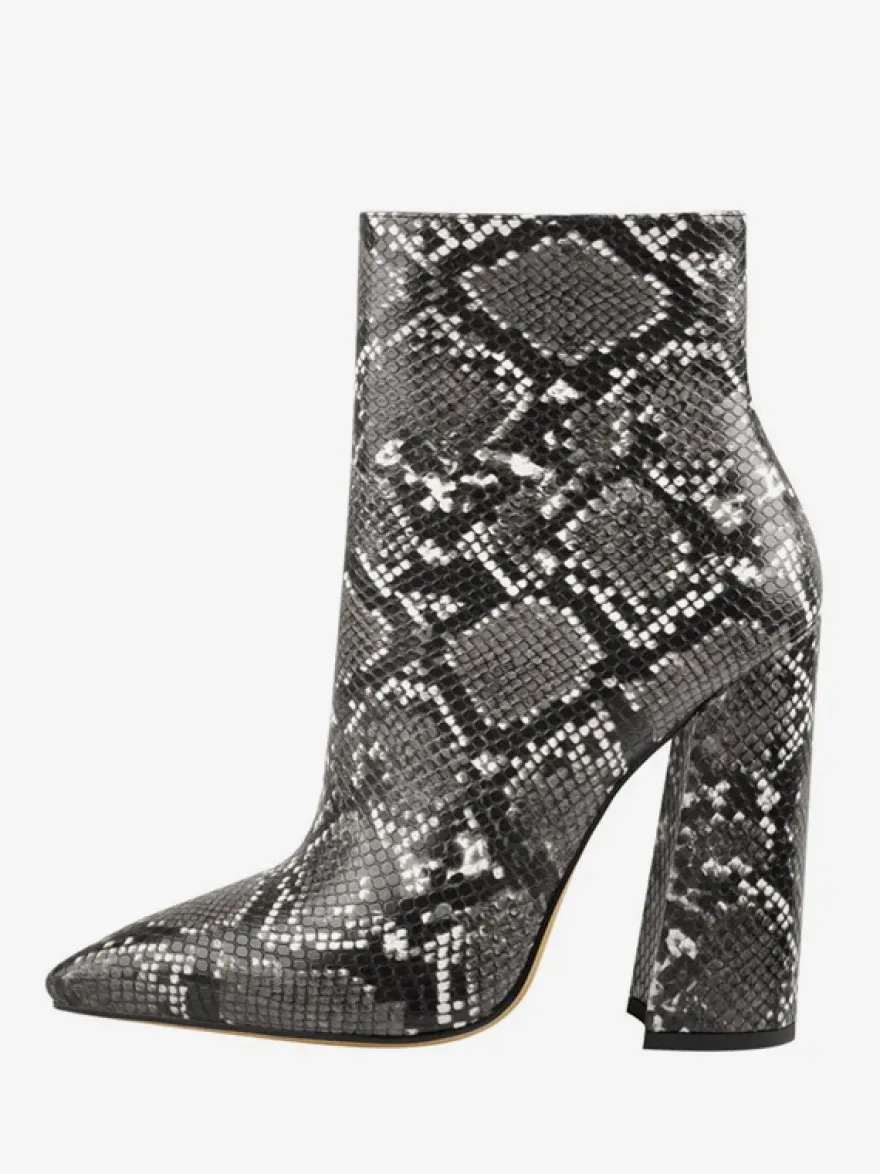 Bottines noires à fermeture éclair pour femmes bottes à bout pointu et talon épais