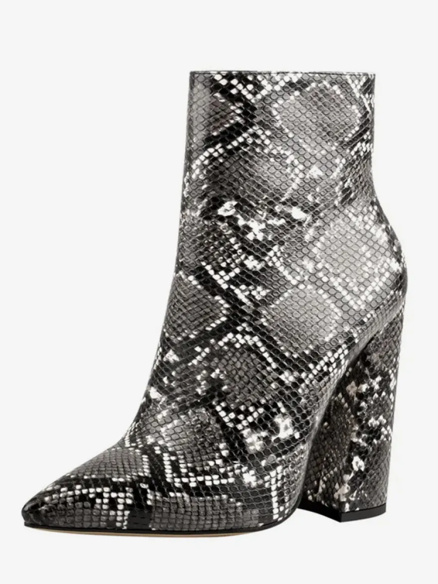 Bottines noires à fermeture éclair pour femmes bottes à bout pointu et talon épais