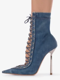 Bottines noires à lacets bout pointu talons hauts