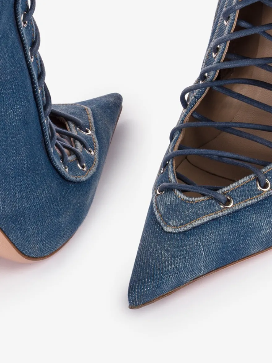 Bottines noires à lacets bout pointu talons hauts