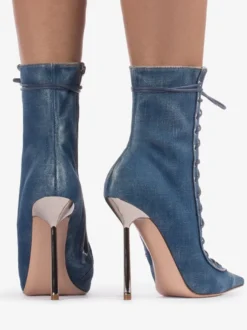 Bottines noires à lacets bout pointu talons hauts