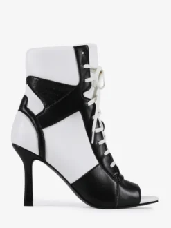 Bottines noires à lacets et bout ouvert pour femme