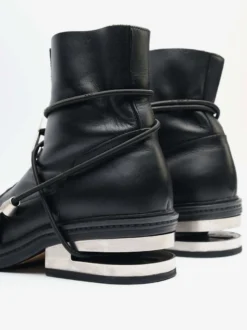 Bottines noires à lacets pour homme bout rond