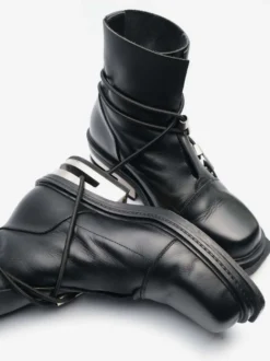 Bottines noires à lacets pour homme bout rond