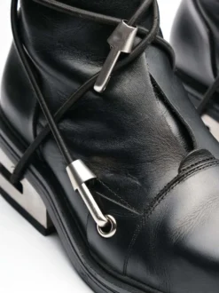 Bottines noires à lacets pour homme bout rond