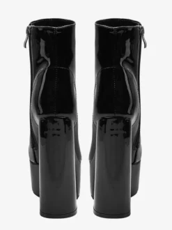 Bottines noires à plateforme bout rond et talon épais