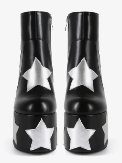 Bottines noires à plateforme et talon épais pour femme
