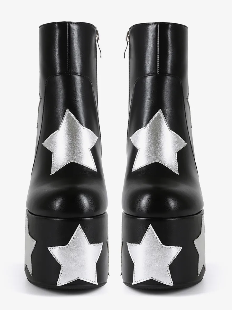 Bottines noires à plateforme et talon épais pour femme