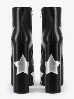 Bottines noires à plateforme et talon épais pour femme