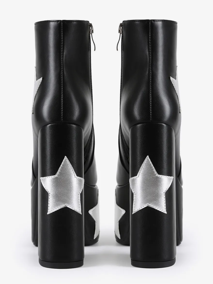 Bottines noires à plateforme et talon épais pour femme