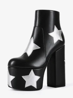 Bottines noires à plateforme et talon épais pour femme