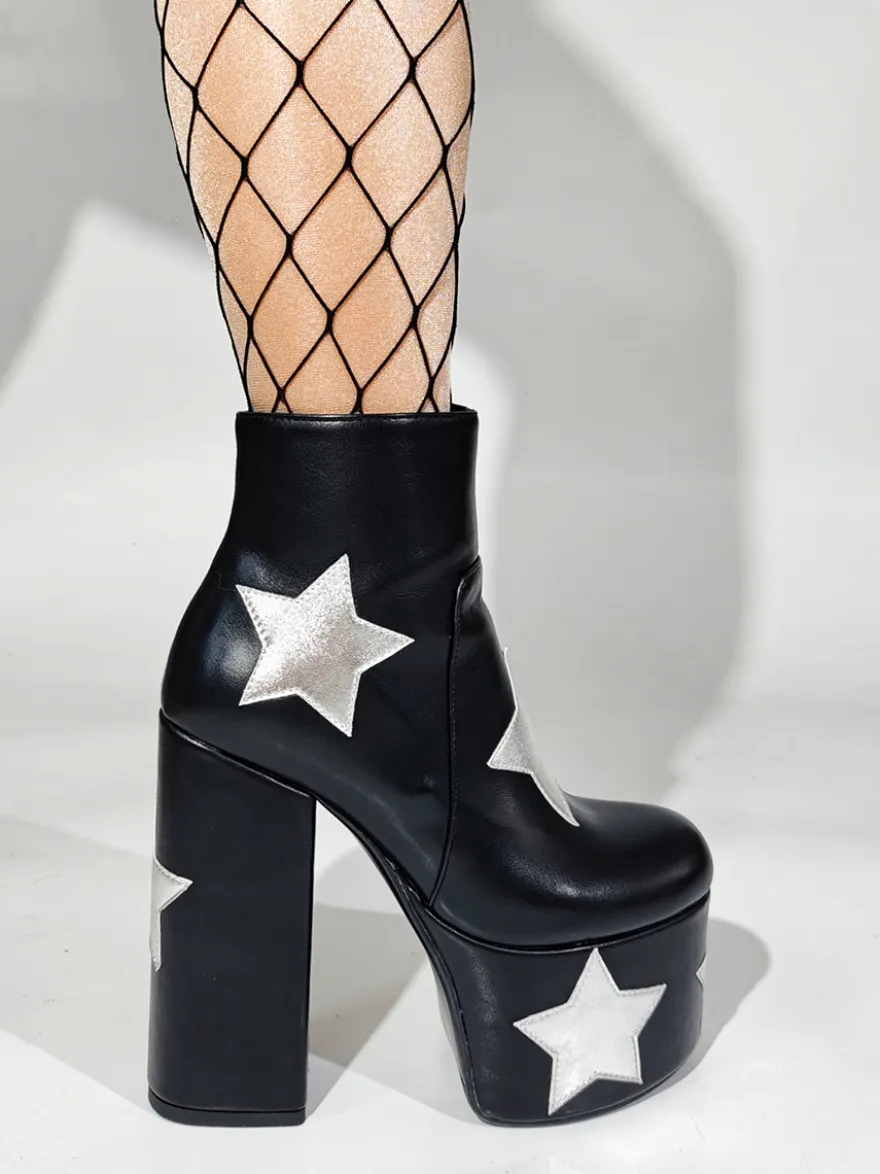 Bottines noires à plateforme et talon épais pour femme