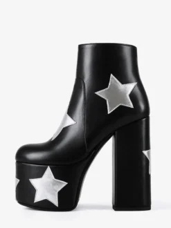 Bottines noires à plateforme et talon épais pour femme