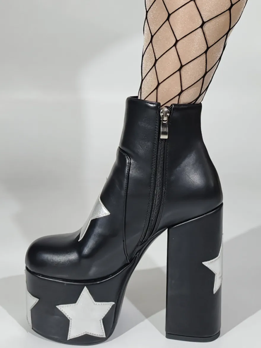 Bottines noires à plateforme et talon épais pour femme