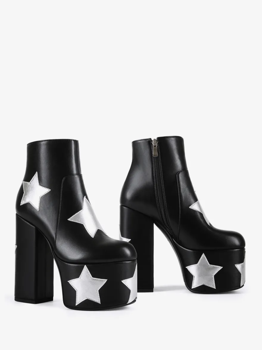 Bottines noires à plateforme et talon épais pour femme
