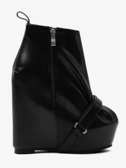 Bottines noires à plateforme pour femmes fermeture éclair talon compensé