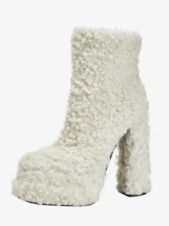 Bottines À Plateforme Bout Rond Bottes Chaussures Femme À Talons Épais