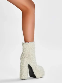 Bottines À Plateforme Bout Rond Bottes Chaussures Femme À Talons Épais