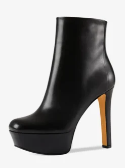 Bottines à plateforme noires et à talons hauts et bout rond