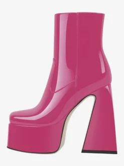 Bottines à plateforme roses Bottines à talons épais et bout rond