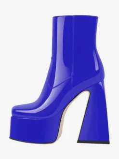 Bottines à plateforme roses Bottines à talons épais et bout rond