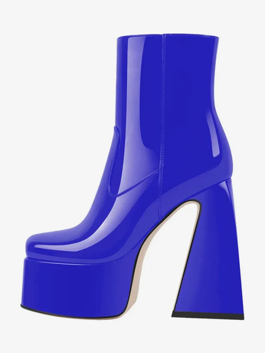Bottines à plateforme roses Bottines à talons épais et bout rond