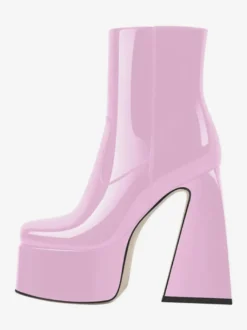 Bottines à plateforme roses Bottines à talons épais et bout rond