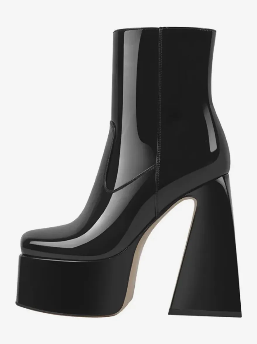 Bottines à plateforme roses Bottines à talons épais et bout rond
