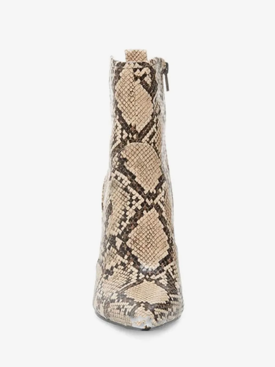 Bottines pour femmes en cuir Synthétique imprimé python bout pointu talon aiguille bottes à talons hauts