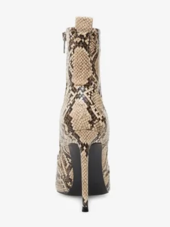 Bottines pour femmes en cuir Synthétique imprimé python bout pointu talon aiguille bottes à talons hauts