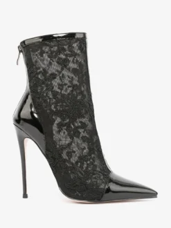 Bottines pour femmes en dentelle noire chaussures de mariage à talons hauts