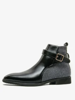 Bottines pour homme marron à bout rond et boucle