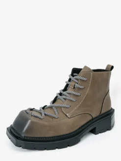 Bottines pour hommes à bout carré lacets et talon épais