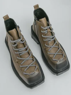 Bottines pour hommes à bout carré lacets et talon épais