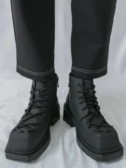 Bottines pour hommes à bout carré lacets et talon épais