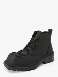 Bottines pour hommes à bout carré lacets et talon épais