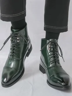 Bottines pour hommes à bout rond et lacets style décontracté